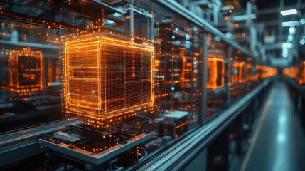 digital transformation visualized as technology seamlessly integrating with business featuring augmented reality overlays on physical products representing innovation and modernity