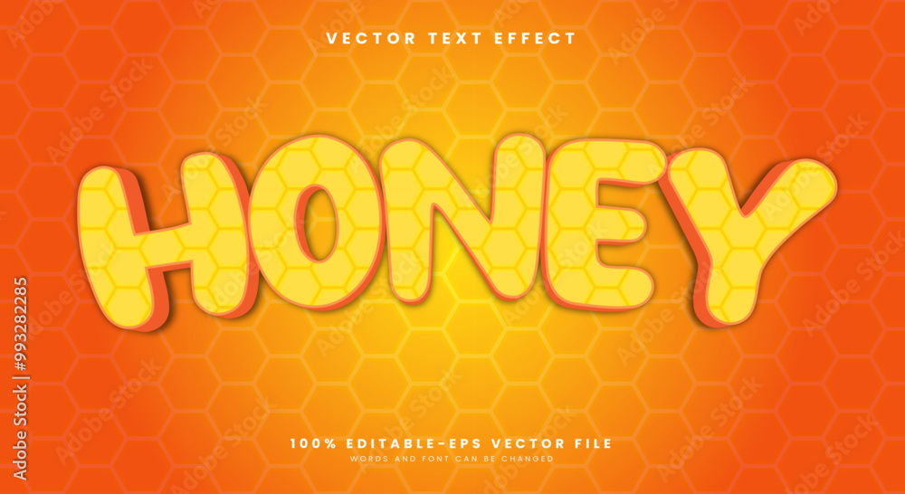 Poster honey 3d editable text effect template with honey background