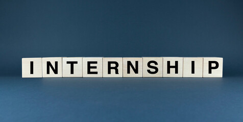 Word INTERNSHIP spelled out in wooden blocks