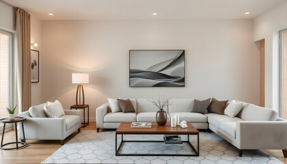 Living room with sofa and coffee table at home
