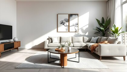 Living room with sofa and coffee table at home
