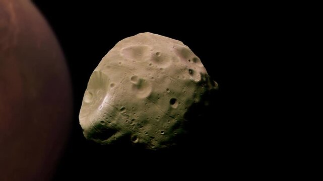 Mars moon Deimos orbiting Mars