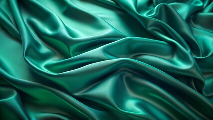 Obraz premium Lustrous emerald green satin fabric texture for elegant design, copy space