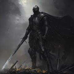 Naklejka premium knight in armor with a sword in his hands