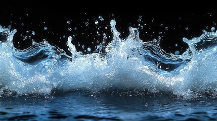 dynamic splash of water frozen in time against a stark black background highlighting the fluidity and elegance of the movement perfect for abstract art and visual impact