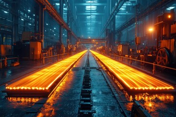 Molten Metal Flowing Through a Factory