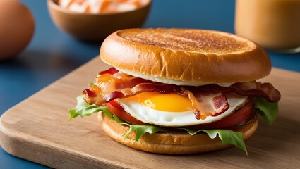 Sandwich with sausage and cheese. Generative Ai.