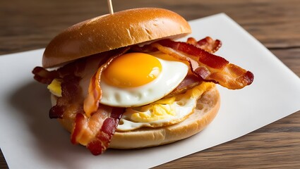 Sandwich with sausage and cheese. Generative Ai.