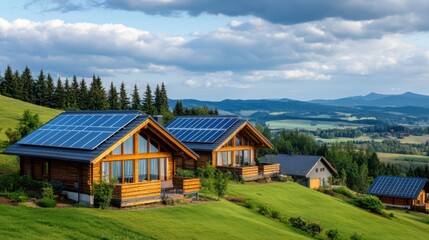 Solar Energy Homes in Scenic Green Landscape