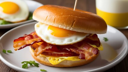 Sandwich with sausage and cheese. Generative Ai.