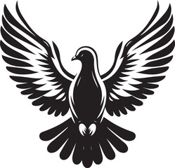 Fototapeta premium black dove bird silhouette vector illustration, solid white background