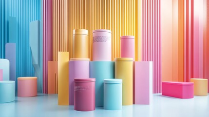 Obraz premium Abstract colorful geometric shapes background for product display.