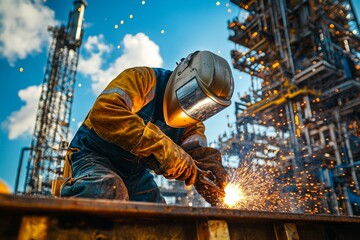 welder worker weld detail industry factory sparks