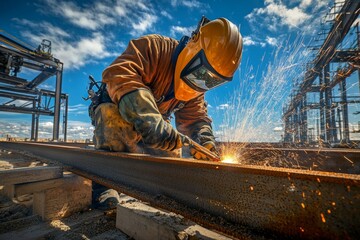 welder worker weld detail industry factory sparks
