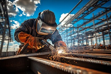 welder worker weld detail industry factory sparks