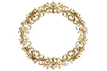golden decoration ornament 3d render, luxury ornament isolated white background