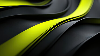 Fototapeta premium Dynamic black and neon yellow waves create edgy and energetic visual. smooth curves and contrasting colors evoke sense of movement and modernity