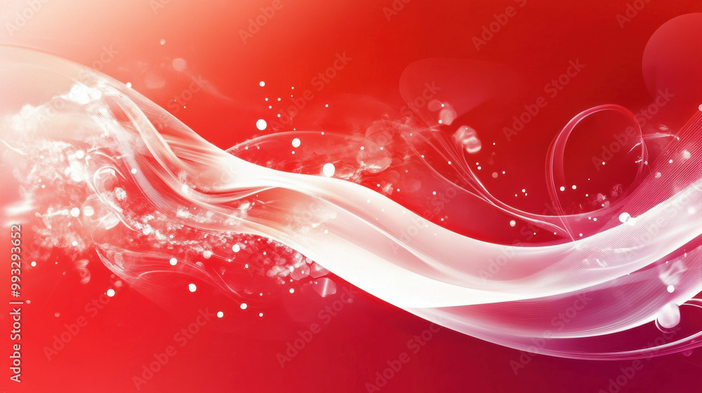 Aufkleber vibrant red background with flowing white waves creates dynamic and energetic visual. soft curves an