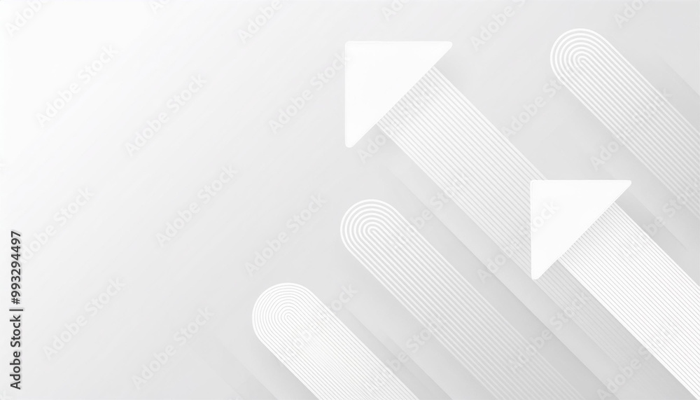 Poster white abstract vector long minimal banner. light neutral background with arrows and copy space for t