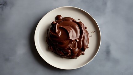 Chocolate bar on a plate. Generative Ai.