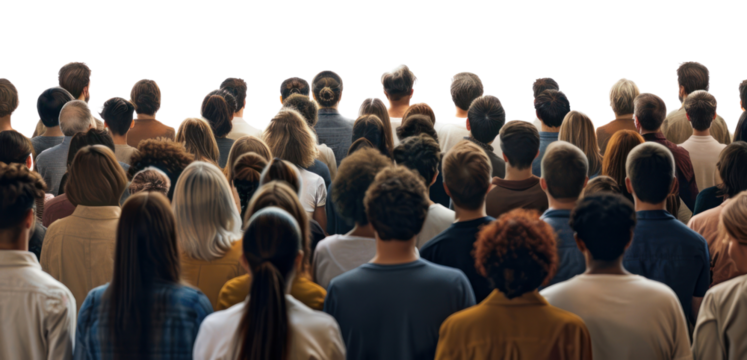 Diverse crowd from behind view