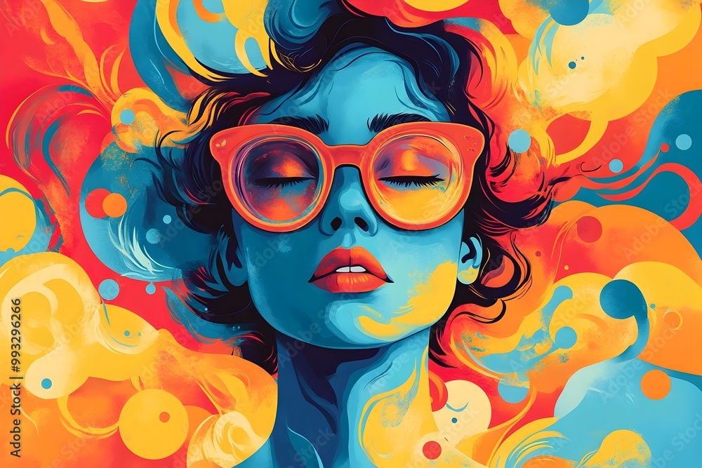 Poster colorful imaginative character with vibrant expression