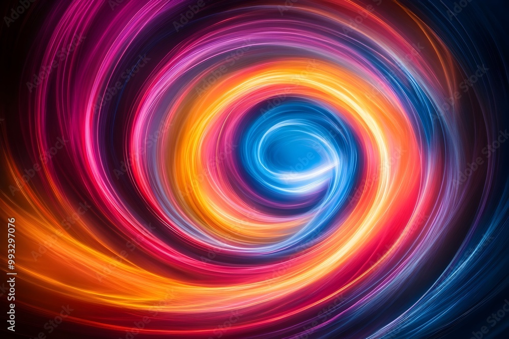 Poster vibrant abstract swirling light trails forming mesmerizing shapes and patterns