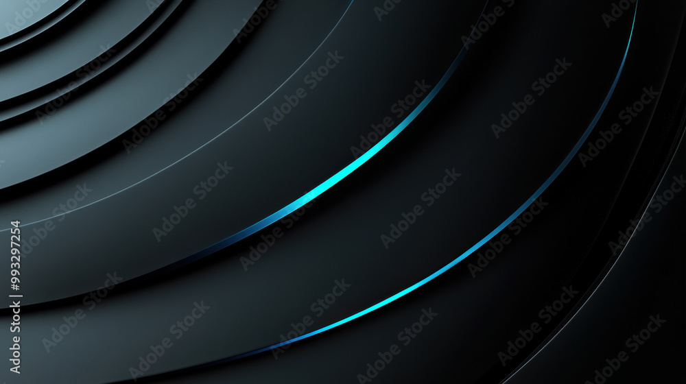 Poster sleek matte black surface with bright cyan accents creates modern and dynamic visual effect. layered