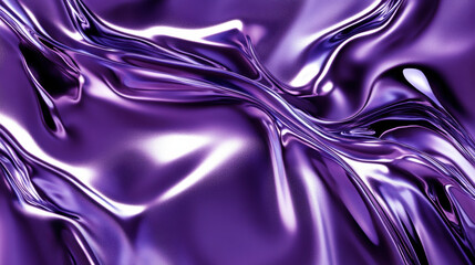 Obraz premium Shiny metallic purple fabric with smooth, flowing textures creates captivating visual effect. interplay of light and shadow enhances its luxurious appearance, evoking sense of elegance and