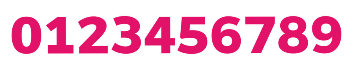  Font design for number one to zero on white background. pink color 1 to 9 numbers art design. 