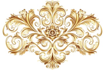 Damask graphic ornament. Floral design element. Gold pattern