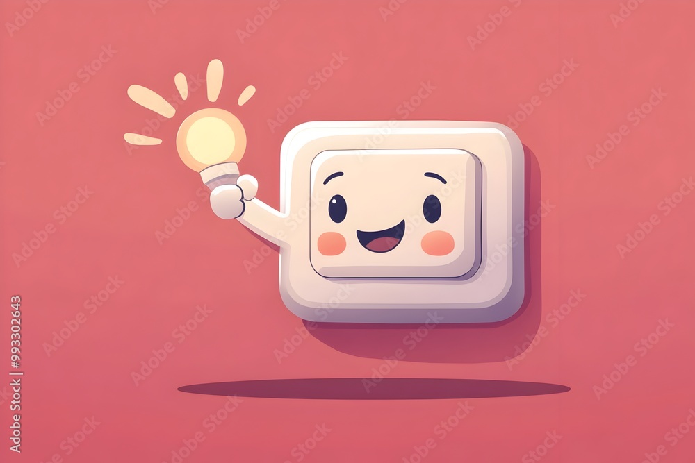 Aufkleber energetic flat style character flipping efficient light switch