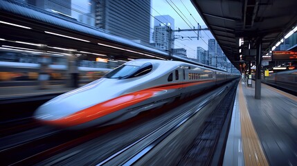 Fast Train in Motion at Urban Station