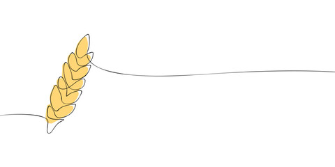 A single line drawing of a spikelet. Continuous line thanksgiving ear icon in color. One line icon. Vector illustration.