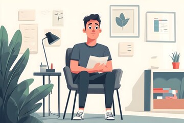 Focused Professional Sitting in a Contemporary Home Office
