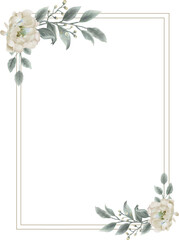 Watercolor floral frame background with golden frame
