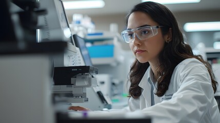 Middle-aged Lab Technician Engaged in Advanced Analysis