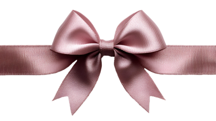 Pink bow for gift wrapping PNG, top view, flat lay design. Festive ribbon bow isolated on transparent background. Elegant and decorative pink bow for presents, holiday gift wrapping, or crafts
