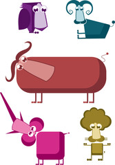 Cartoon funny animal set. 
Comic cartoon funny animals set for design. Isolated on white background
