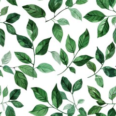Seamless green leaves pattern with a floral design perfect for nature-inspired decor and wallpaper