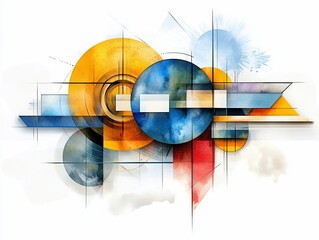 Abstract Geometric Watercolor Design.