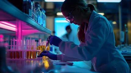 Technician Adjusting Lab Equipment in Modern Lab