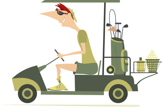 golf cart driver cartoon, green, driving clip art preview