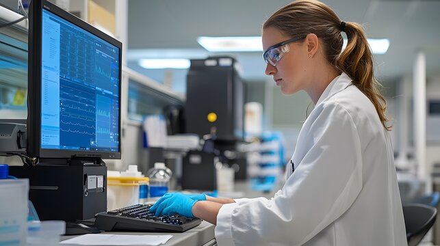 Technician Using Digital Analysis Software in Lab