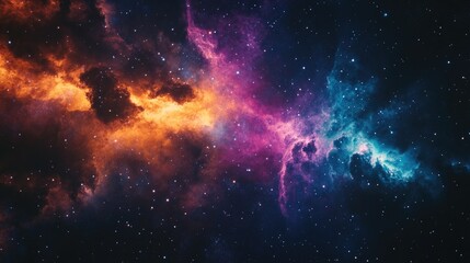 Fototapeta premium Colorful nebula cloud in a vibrant galaxy Starry night cosmos showcasing the universe Astronomy theme with big bang and supernova explosion background