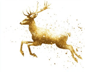 Sierkussen In merry Christmas style, this illustration shows a reindeer in gold glitter