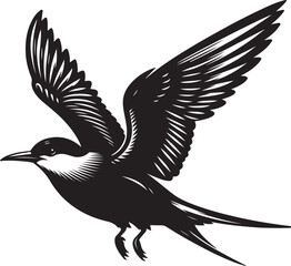 Obraz premium black Aleutian birds silhouette vector illustration, solid white background