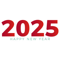 happy new year 2025 red color text with whit background percent new year calendar symbol. 