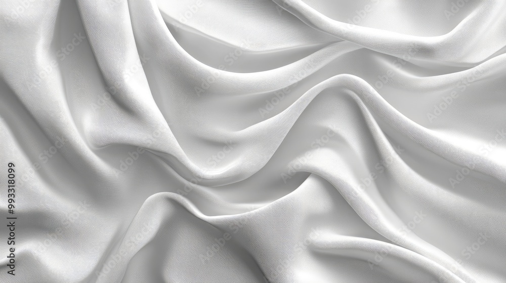 Aufkleber 3d render of an abstract background featuring a wrinkled textile close up view of a white fabric wit