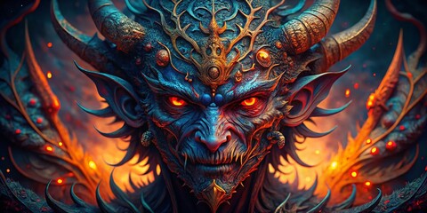 Naklejka premium Intricate and Dark Wallpapers Featuring Various Demon Designs for Artistic and Fantasy Settings